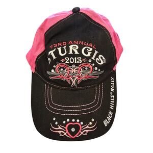2013 Sturgis Motorcycle Rally Womens Strapback Baseball Hat Black Pink